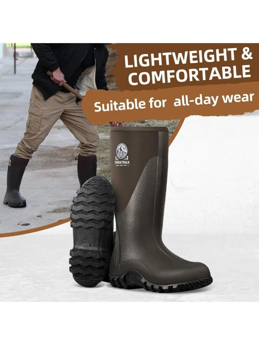 Men's Insulated Waterproof Mid-Calf Muck Boots - Anti-Slip Rubber Rain & Mud